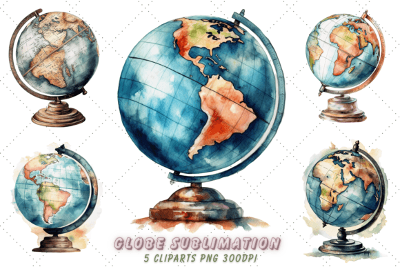 Download Retro Globe Watercolor Clipart - Clipart Collection