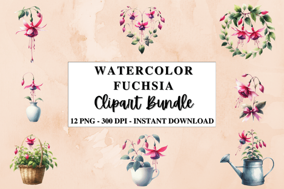 Download Watercolor Fuchsia Flowers Clipart - Clipart Collection