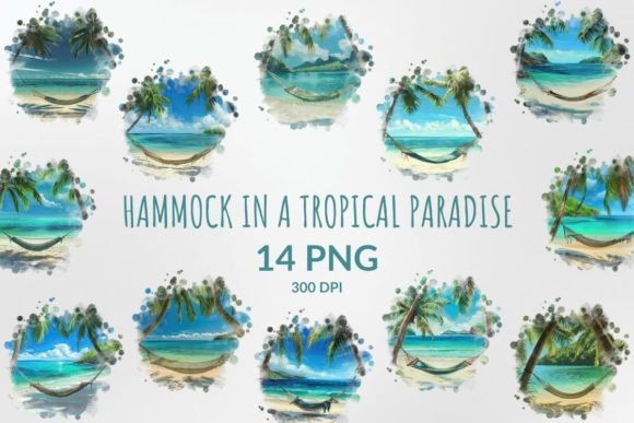 Download Hammock in a Tropical Paradise Clipart - Clipart Collection