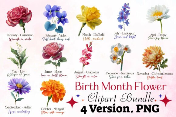 Download Birth Month Flower Clipart Bundle - Clipart Collection