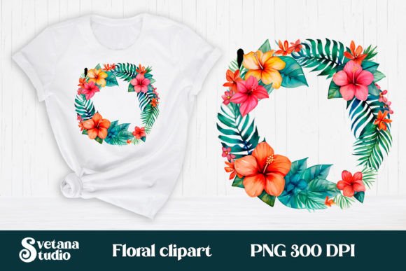 Download Hibiscus Flower Wreath Clipart PNG - Clipart Collection