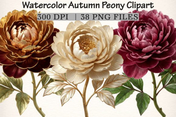 Download Watercolor Autumn Peony Clipart - Clipart Collection