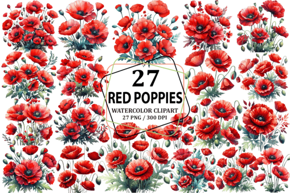 Download Watercolor Red Poppies Clipart Design - Clipart Collection