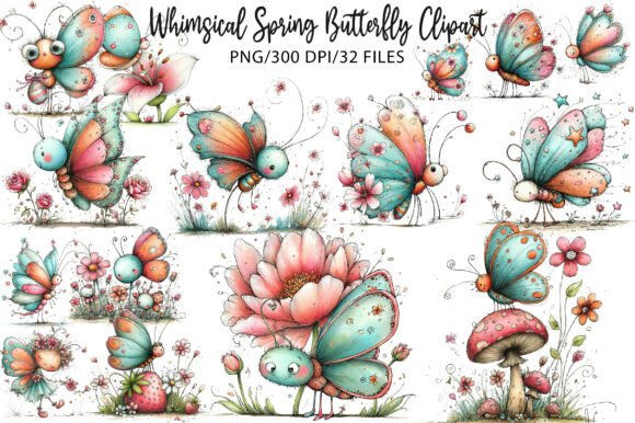 Download Whimsical Spring Butterfly Clipart - Clipart Collection