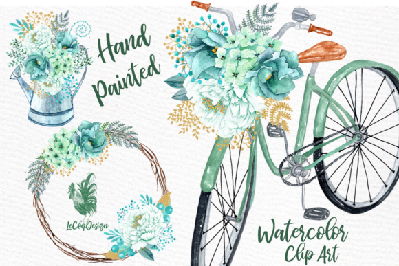 Download Mint Watercolor Flowers WATERCOLOR CLIPART  Spring Flowers Wedding Clipart Floral Clipart Floral Wreaths - Clipart Collection