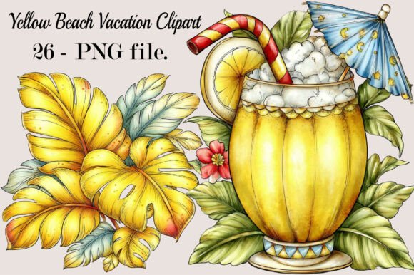 Download Yellow Beach Vacation Clipart Bundle - Clipart Collection