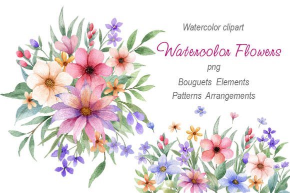 Download Watercolor Garden Flowers. Png Clipart - Clipart Collection