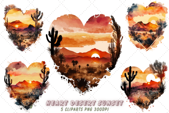 Download Heart Desert Watercolor Clipart Bundle - Clipart Collection