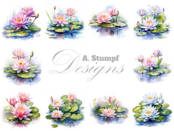 Download Water Lily Clipart Watercolor Flower Set - Clipart Collection