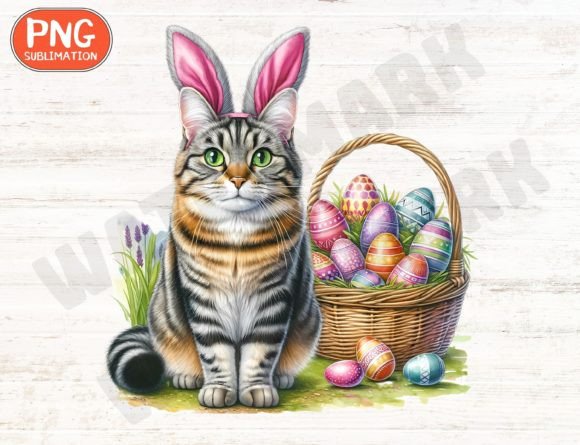 Download Cute Bunny Cat Eggs Basket, Easter Bunny - Cute bunny Collection