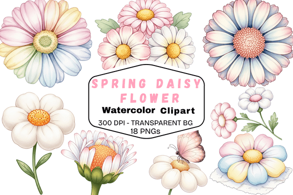 Download Spring Daisy Flower Watercolor Clipart - Clipart Collection