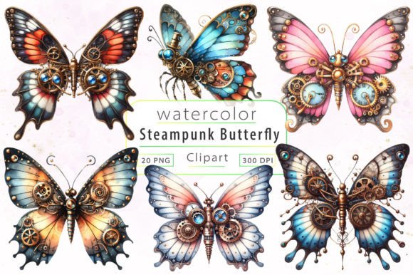 Download Watercolor Steampunk Butterfly Clipart - Clipart Collection