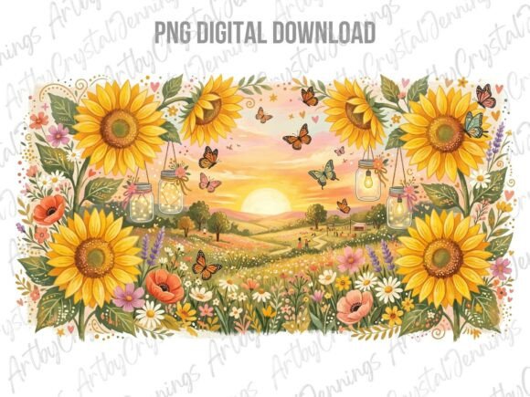 Download Sunflower Meadow Sunset PNG - Meadow Collection
