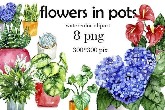 Download Flowers in Pots Clipart - Clipart Collection