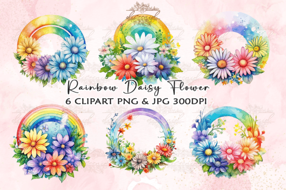 Download Rainbow Daisy Flower Watercolor Clipart - Clipart Collection