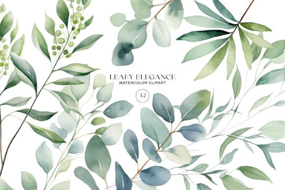 Download Watercolor Eucalyptus Leaf Clipart Set - Clipart Collection