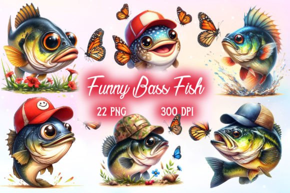 Download Bass Fishing with Butterflies Clipart - Clipart Collection