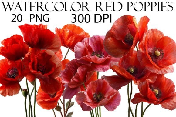 Download Watercolor Red Poppies Clipart - Clipart Collection