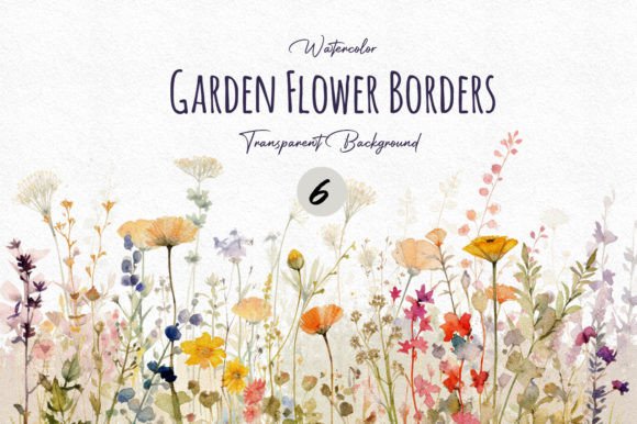 Download Watercolor Garden Flower Border Cliparts - Clipart Collection