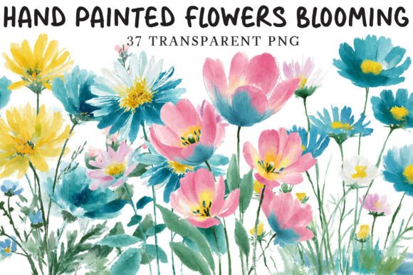 Download Hand Painted Flowers Blooming Clipart - Clipart Collection