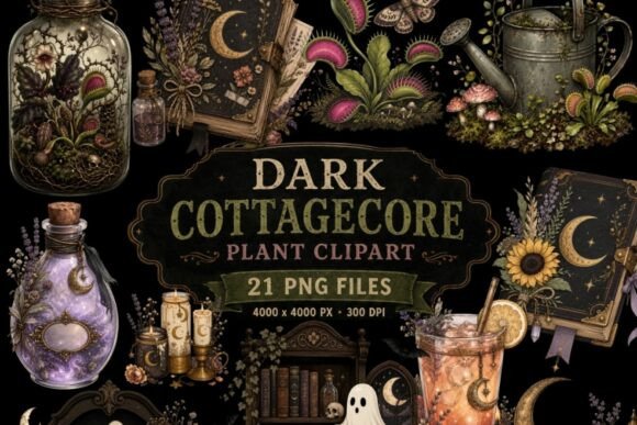 Download Dark Cottagecore Plant Clipart | 21 PNG - Clipart Collection