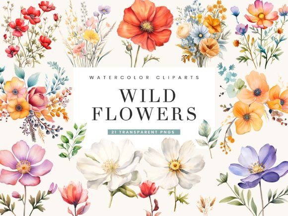 Download Watercolor Wild Flower Clipart Bundle - Clipart Collection