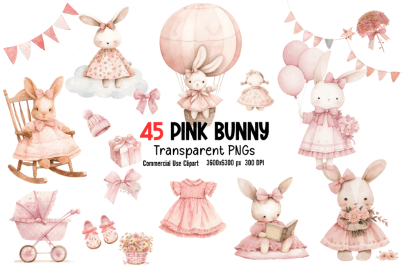 Download Pink Cute Bunny Baby Shower Clipart - Cute bunny Collection