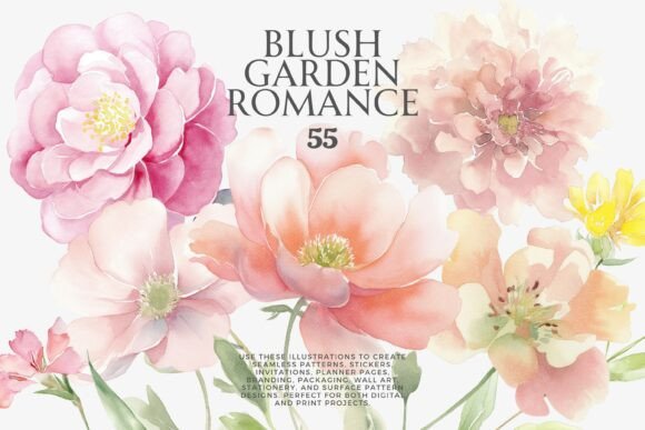 Download Blush Garden Romance Clipart Set - Clipart Collection