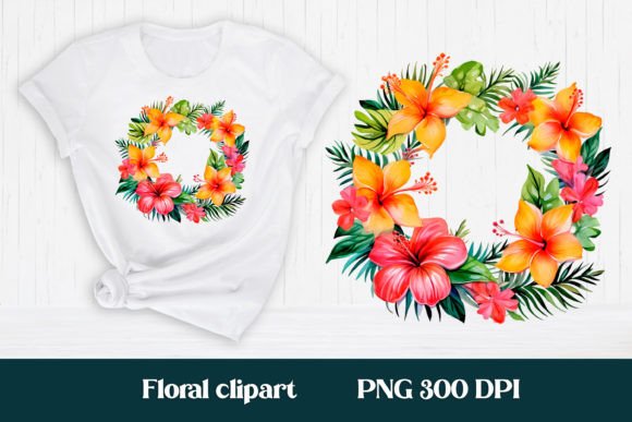 Download Hibiscus Flower Wreath Clipart PNG - Clipart Collection