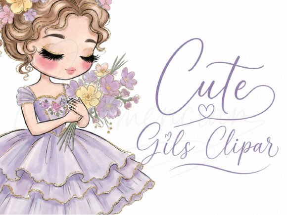 Download Lavender Princess Girl Clipart PNG Flora - Clipart Collection