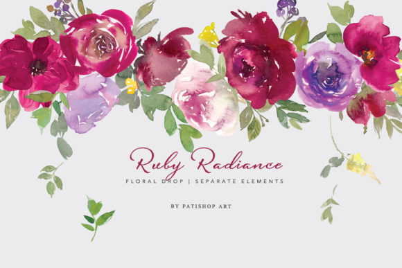 Download Watercolor Burgundy Red Floral Clipart - Clipart Collection