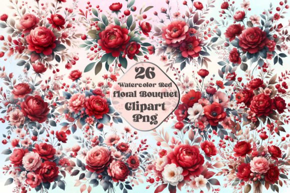 Download Watercolor Red Floral Bouquet Clipart - Clipart Collection