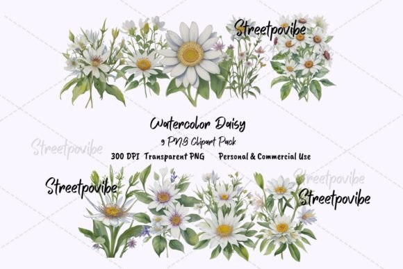 Download Daisy Flower Watercolor Clipart PNG Pack - Clipart Collection