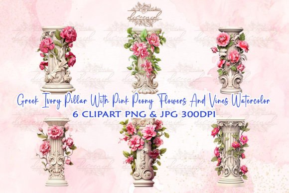 Download Greek Ivory Pillar with Peony Clipart - Clipart Collection