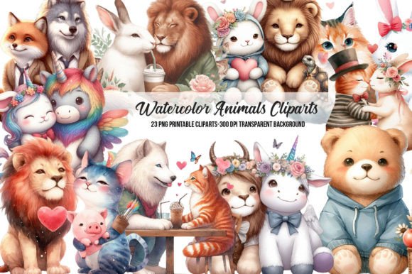 Download Watercolor Animals on Swings Clipart - Clipart Collection