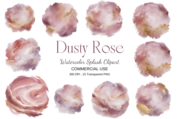 Download Dusty Rose Watercolor Splash Clipart - Clipart Collection