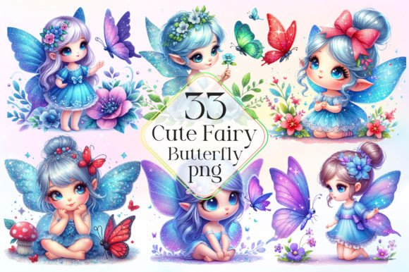 Download Cute Fairy with Butterfly Clipart - Clipart Collection