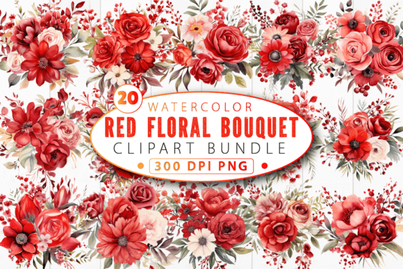 Download Watercolor Red Floral Bouquet Clipart Bu - Clipart Collection