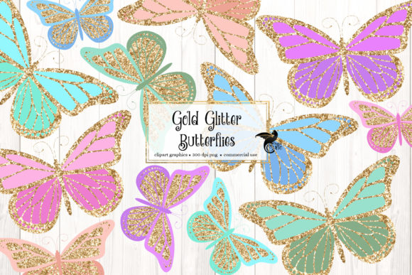 Download Gold Glitter Butterflies Clipart - Clipart Collection
