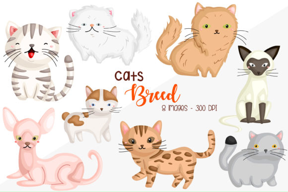 Download Cat Breed Clipart - Cute Animal Clip Art - Clipart Collection