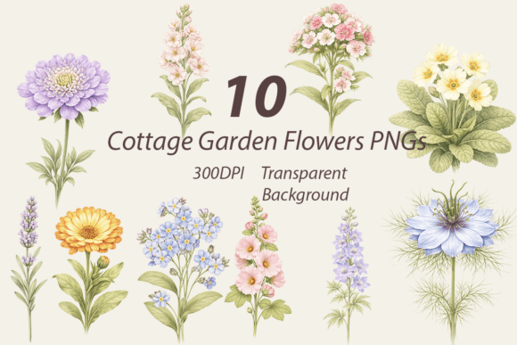 Download Cottage Garden Flowers Clipart Bundle - Clipart Collection