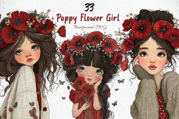 Download Poppy Flower Girl PNG Clipart - Clipart Collection