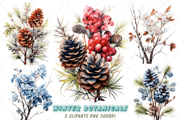 Download Winter Watercolor Botanicals Clipart - Clipart Collection
