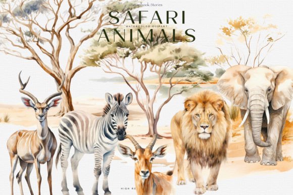 Download Watercolor Safari Animals Clipart Set - Clipart Collection