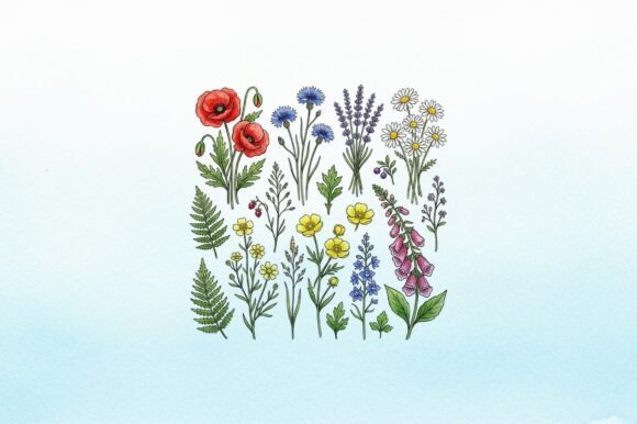 Download Mixed Wildflowers Watercolor Art Clipart - Clipart Collection
