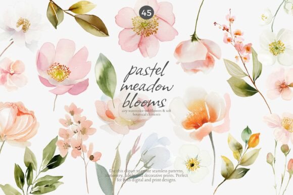 Download Pastel Wildflower Clipart Set - Clipart Collection