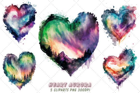 Download Retro Heart Aurora Watercolor Clipart - Clipart Collection