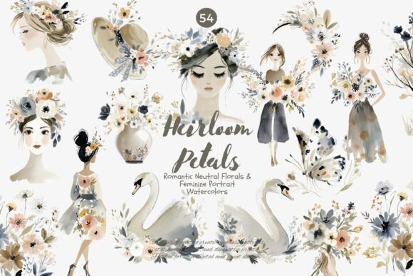 Download Romantic Neutral Floral Clipart Bundle - Clipart Collection