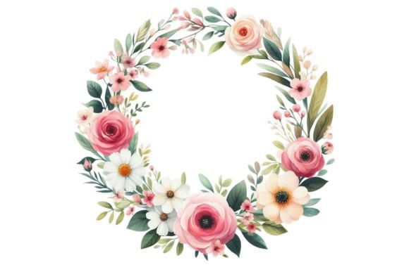 Download Watercolor Floral Wreath Clipart - Clipart Collection
