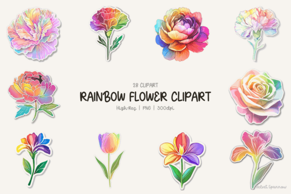 Download Rainbow Flower Clipart - Clipart Collection